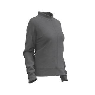 Women's Straight-Cut Zipped Sweatshirt with Pocket, 100 - Grey