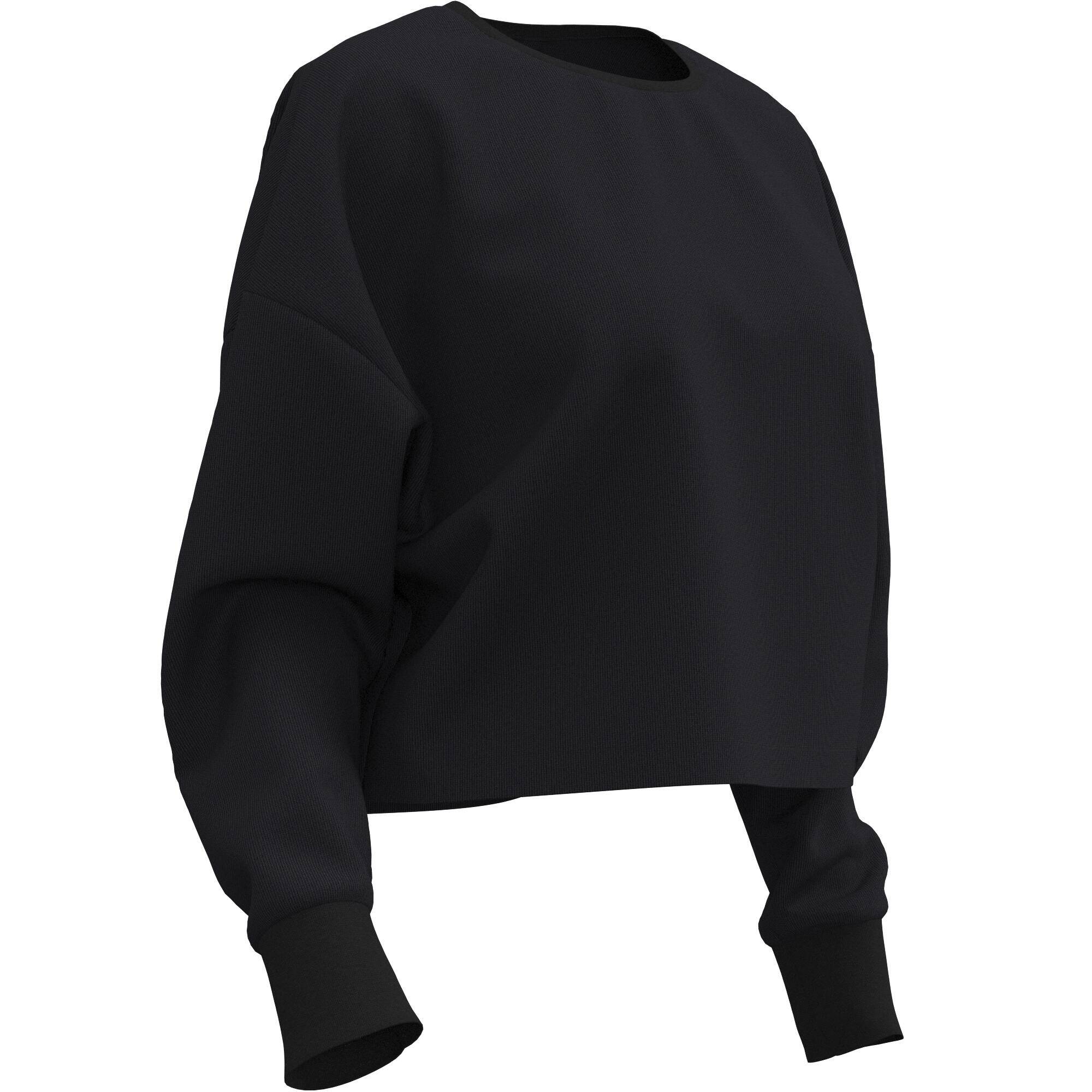 Women's Sweater Cropped Drawstring 520 For Gym-Black -  3