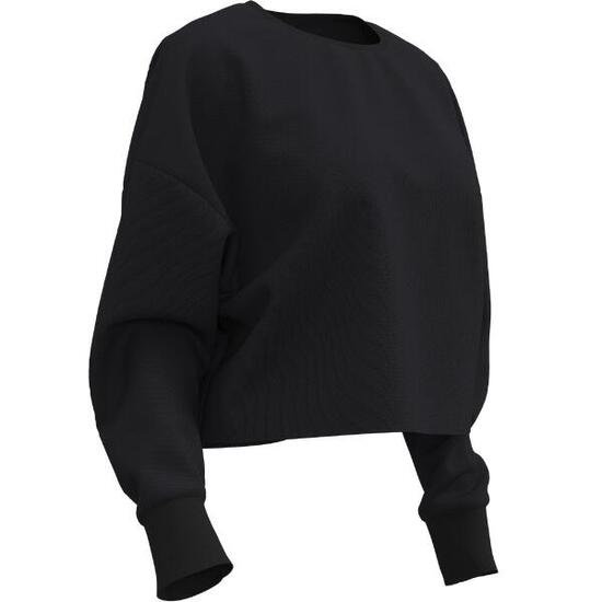 Cropped sweater voor fitness dames zwart