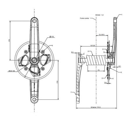 PEDALIER 38T 170MM NOIR