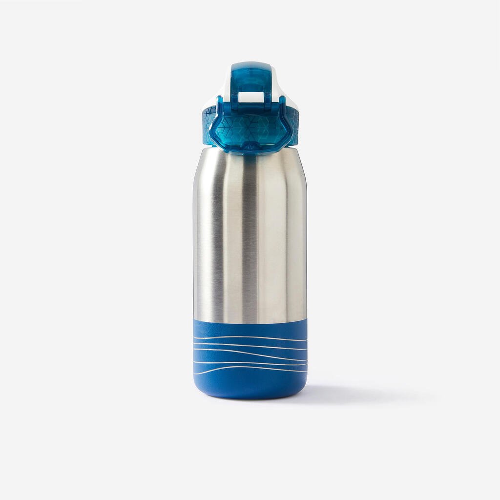 Bērnu (3–6 gadi) riteņbraukšanas nerūsēj. tērauda pudele ar salmiņu 350 ml, zila