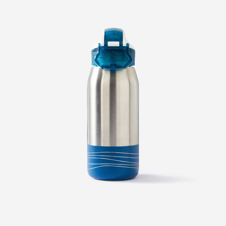 Kids' Cycling 3-6 Years 350 ml Stainless Steel Bottle with Straw - Blue