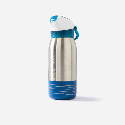 Cyklistická fľaša so slamkou pre deti od 3 do 6 rokov nehrdzavejúca 350 ml modrá