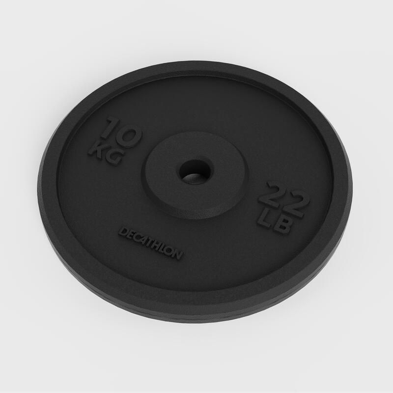 Disque de musculation en fonte noir Ø 50mm 10Kg poignée triple TOORX PRO  DGN-TG10