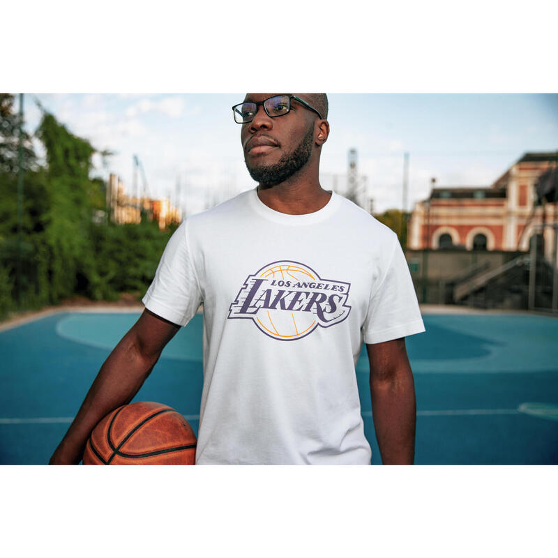 Tricou Baschet 900 NBA Lakers Bej Adulți