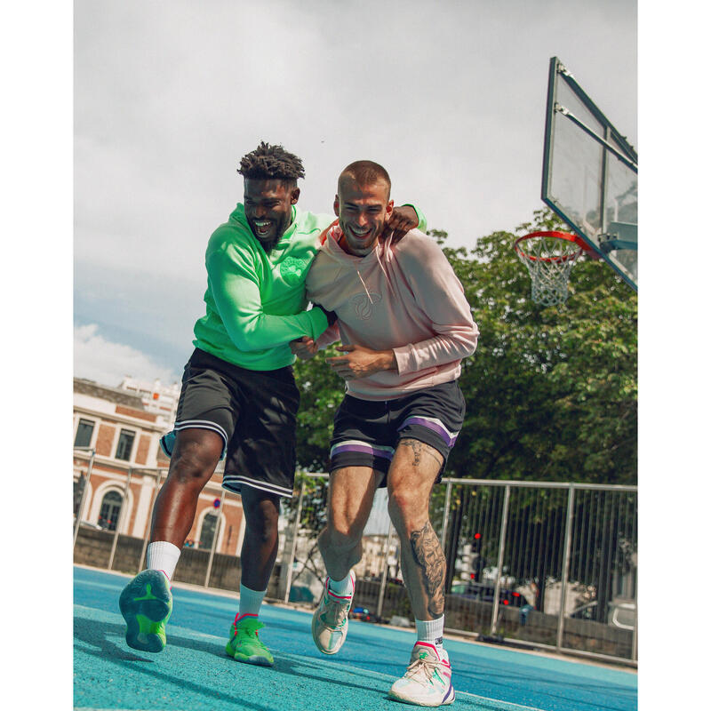 Omkeerbare basketbalshort voor volwassenen SH500R zwart/wit