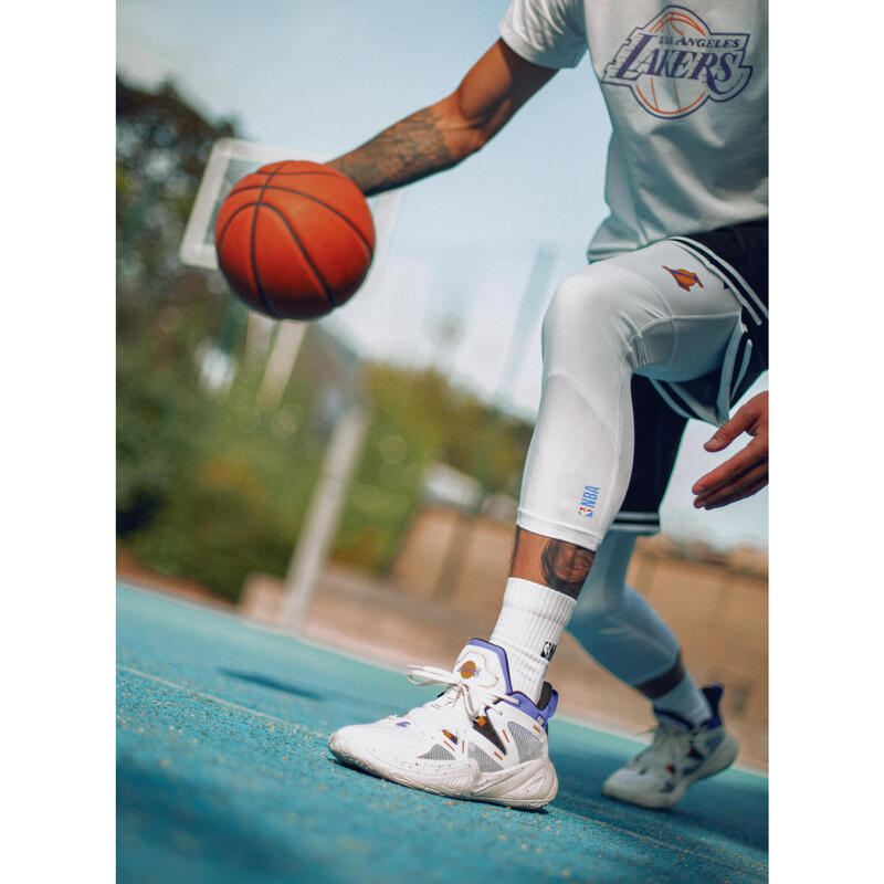 Men's/Women's Basketball 3/4 Leggings 500 - NBA Los Angeles Lakers/White