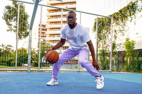 T-shirt de basketball NBA Lakers homme/femme -  TS 900 AD Violet