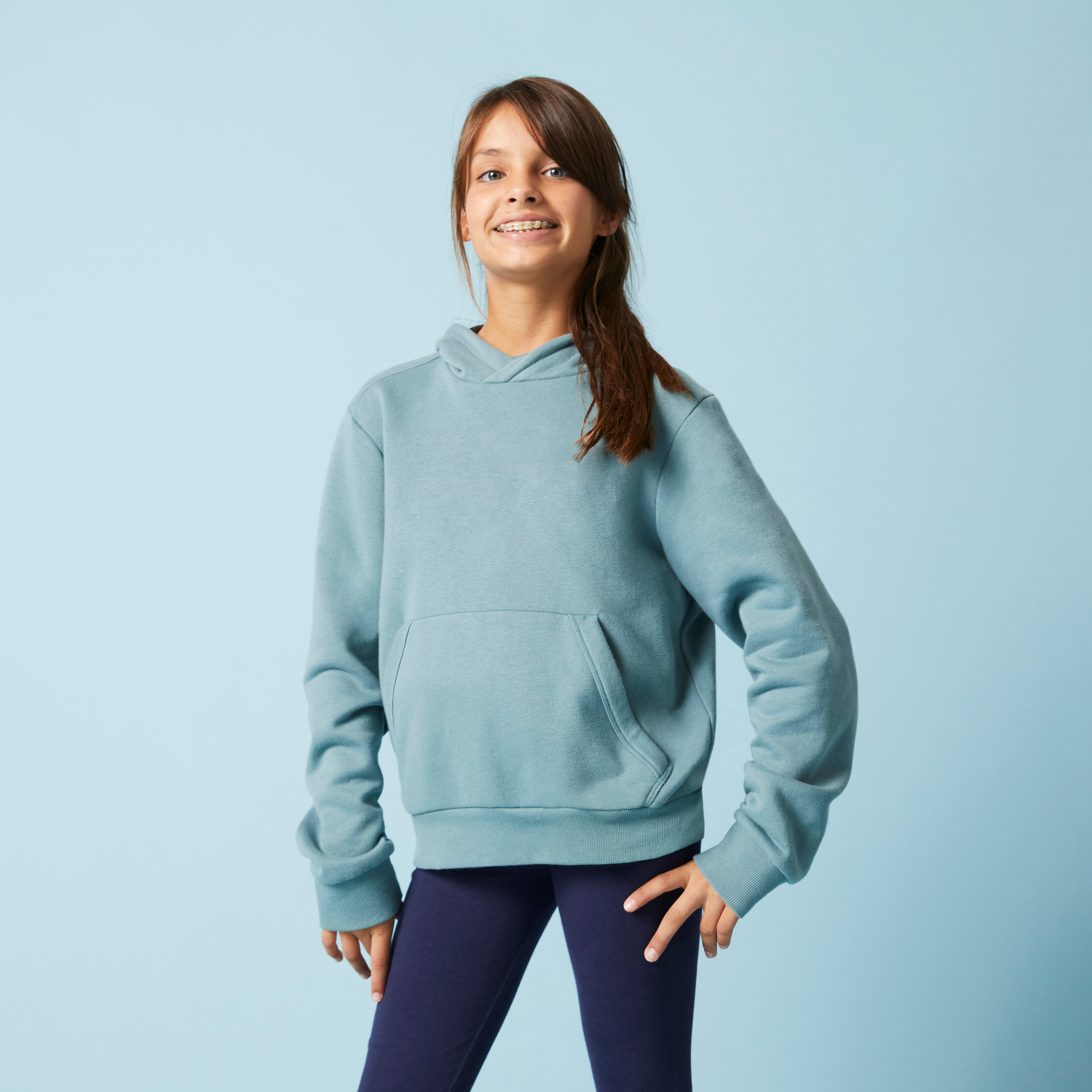 Sweat a capuche coton enfant vert kaki Decathlon Tunisie