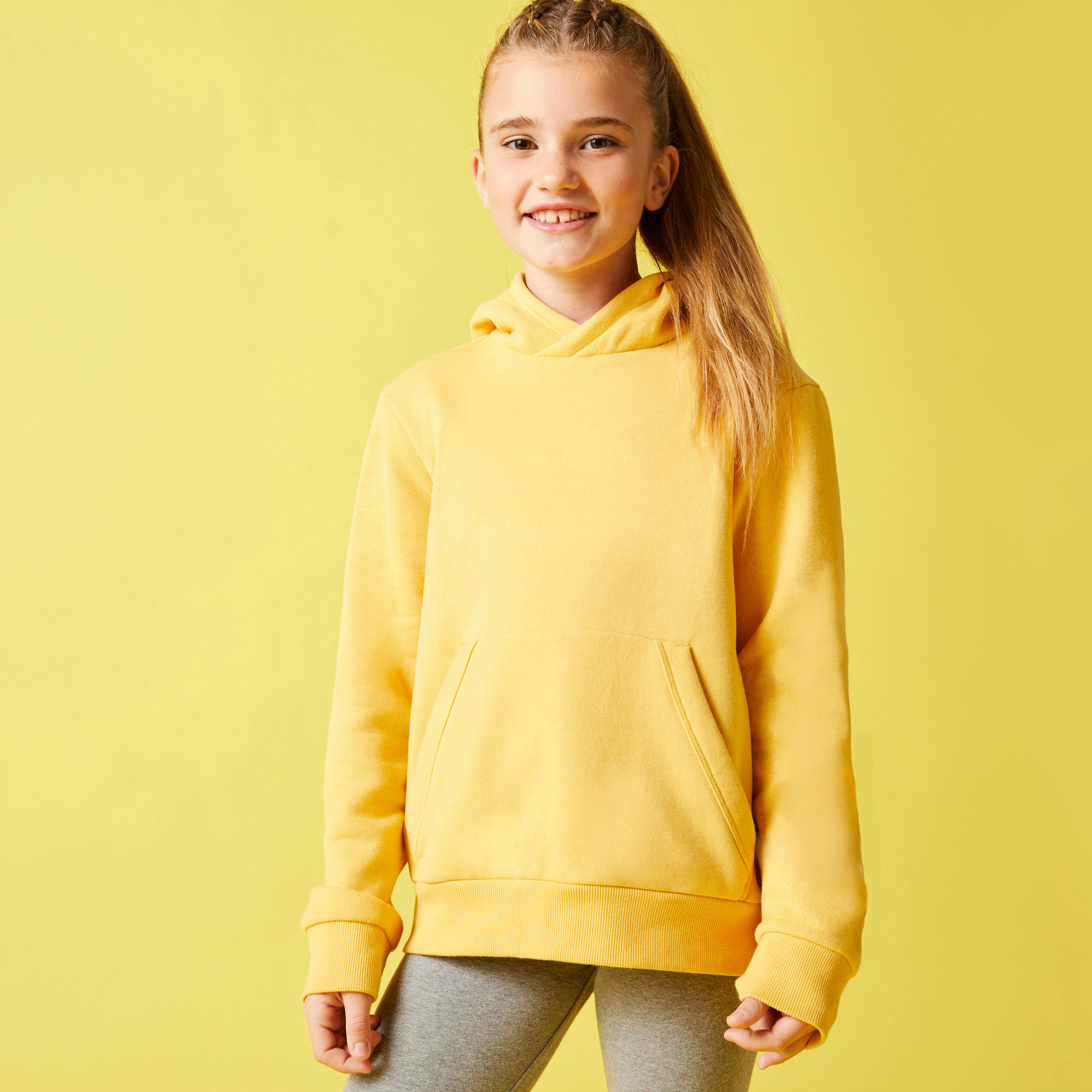 Kids Cotton Hooded Sweatshirt Yellow