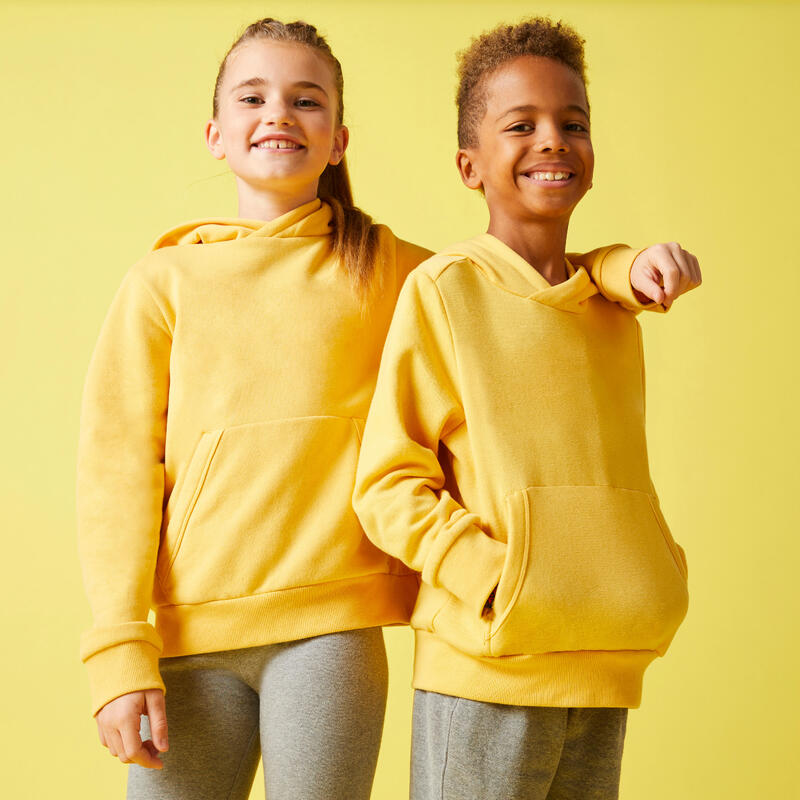 Katoenen hoodie kinderen geel