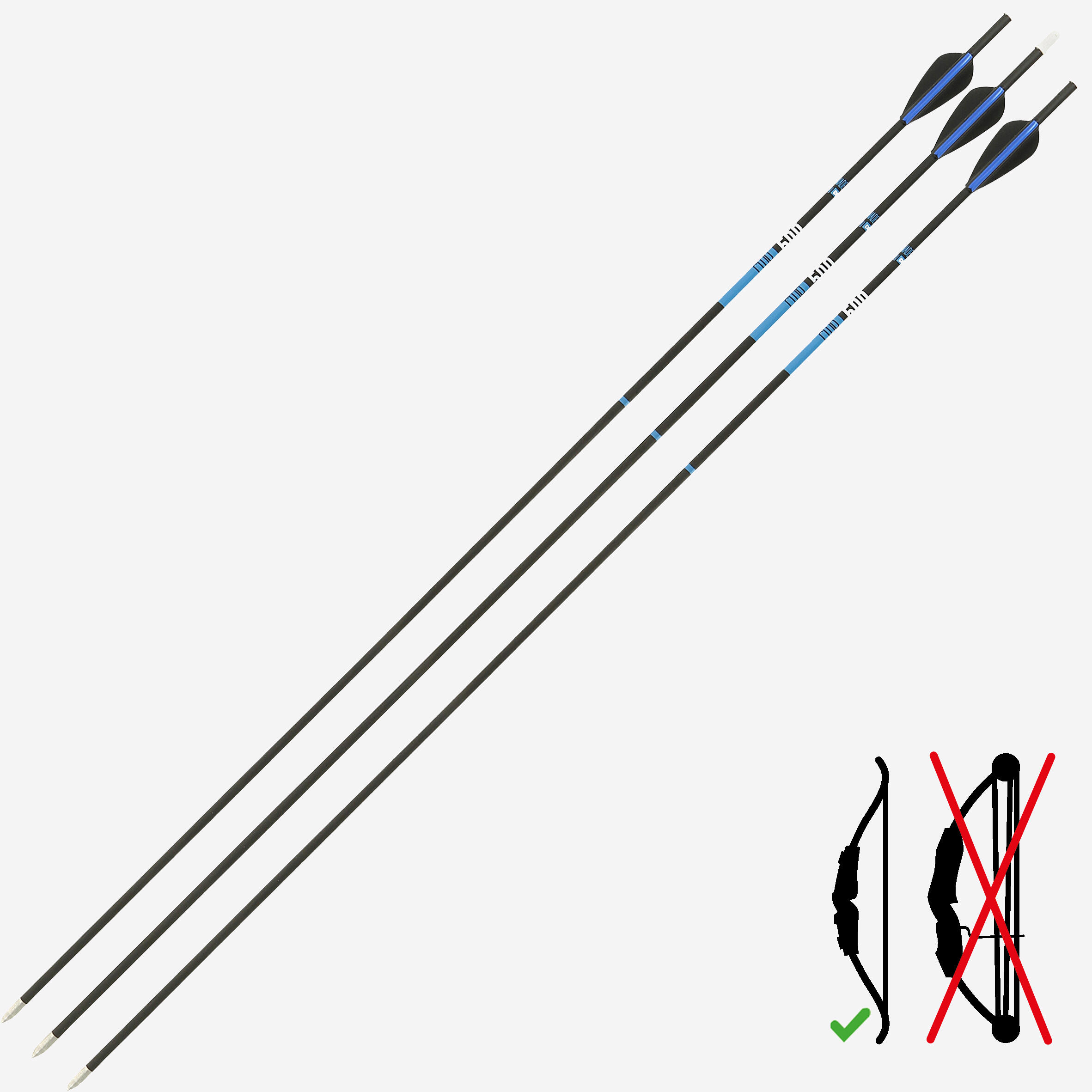Archery Carbon Arrow Tri-Pack for Recurve Bows - Club 500 - GEOLOGIC