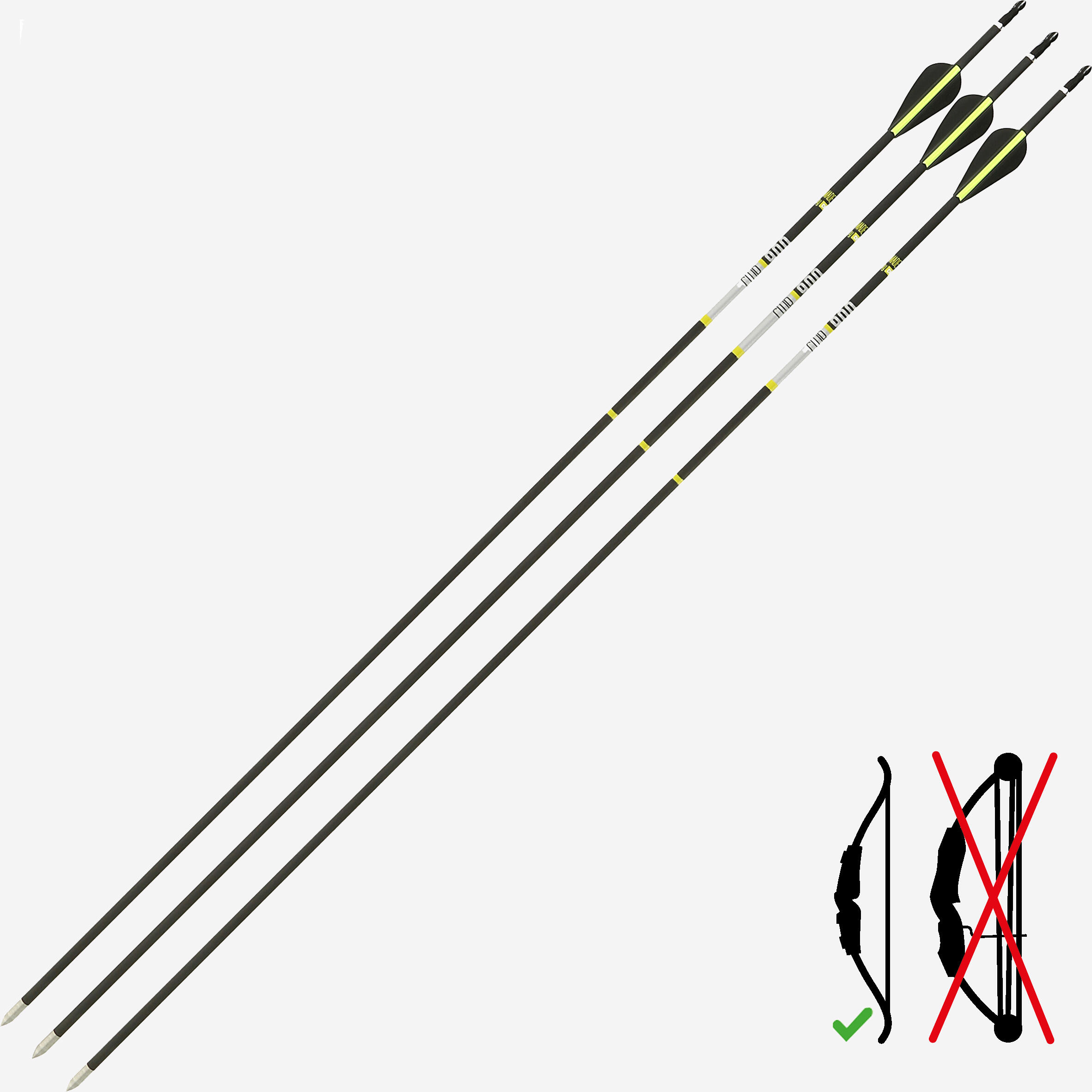 FRECCE DA RICURVO IN CARBONIO 900 X3 DELL'ARCHERY CLUB