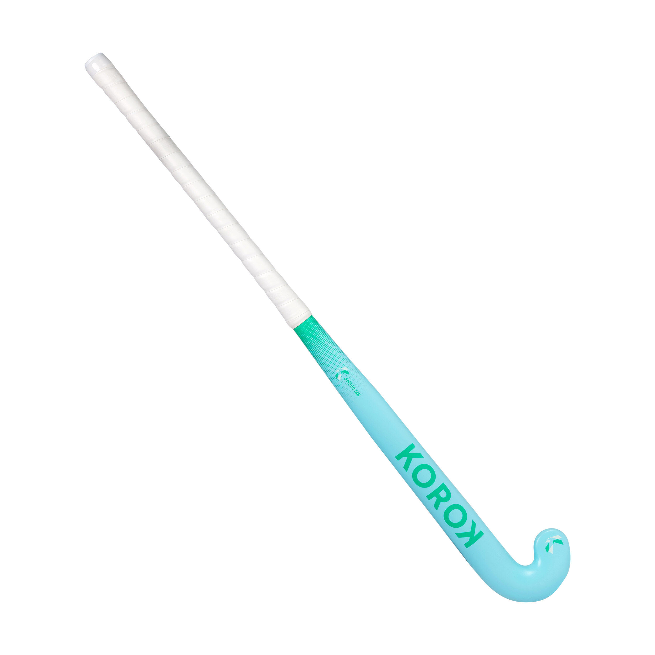 Kids' Fibreglass Mid Bow Field Hockey Stick FH500 - Turquoise/Green 5/10