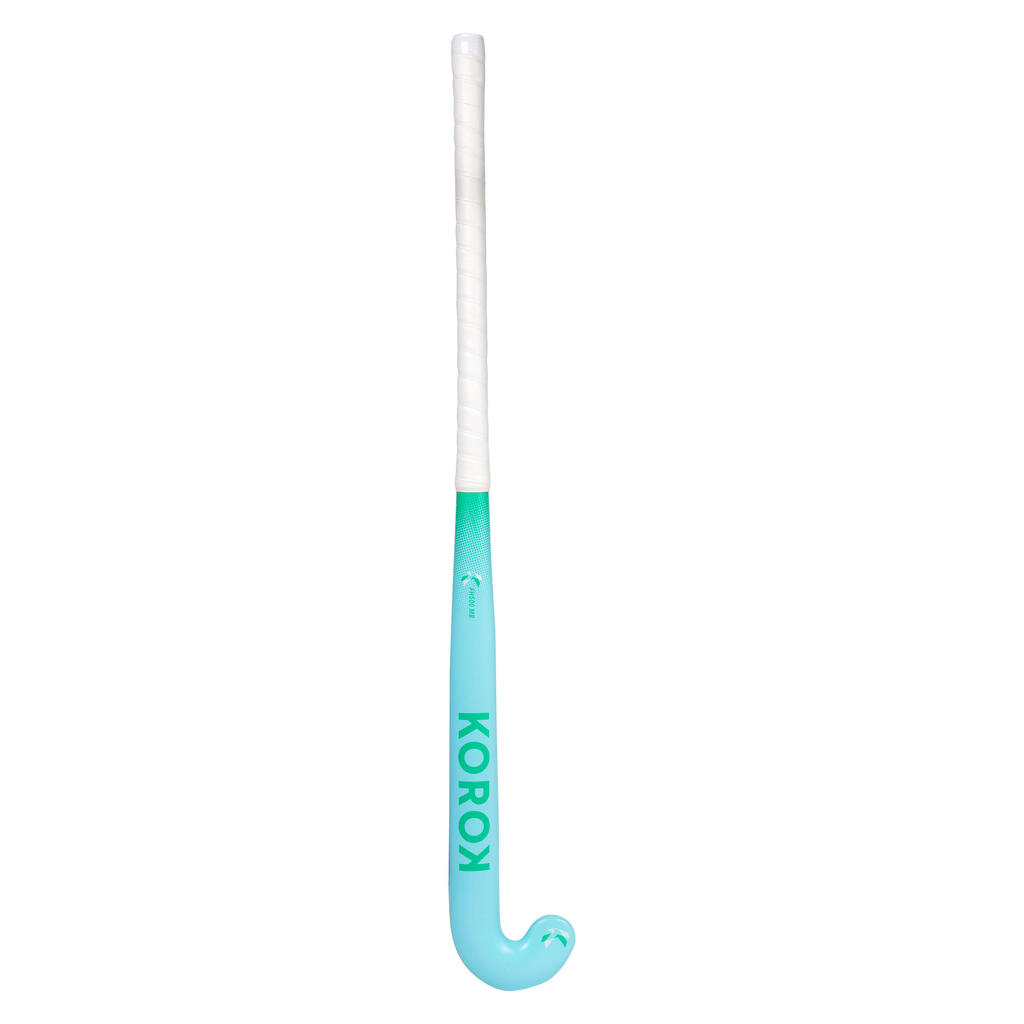 Kids' Fibreglass Mid Bow Field Hockey Stick FH500 - Turquoise/Green