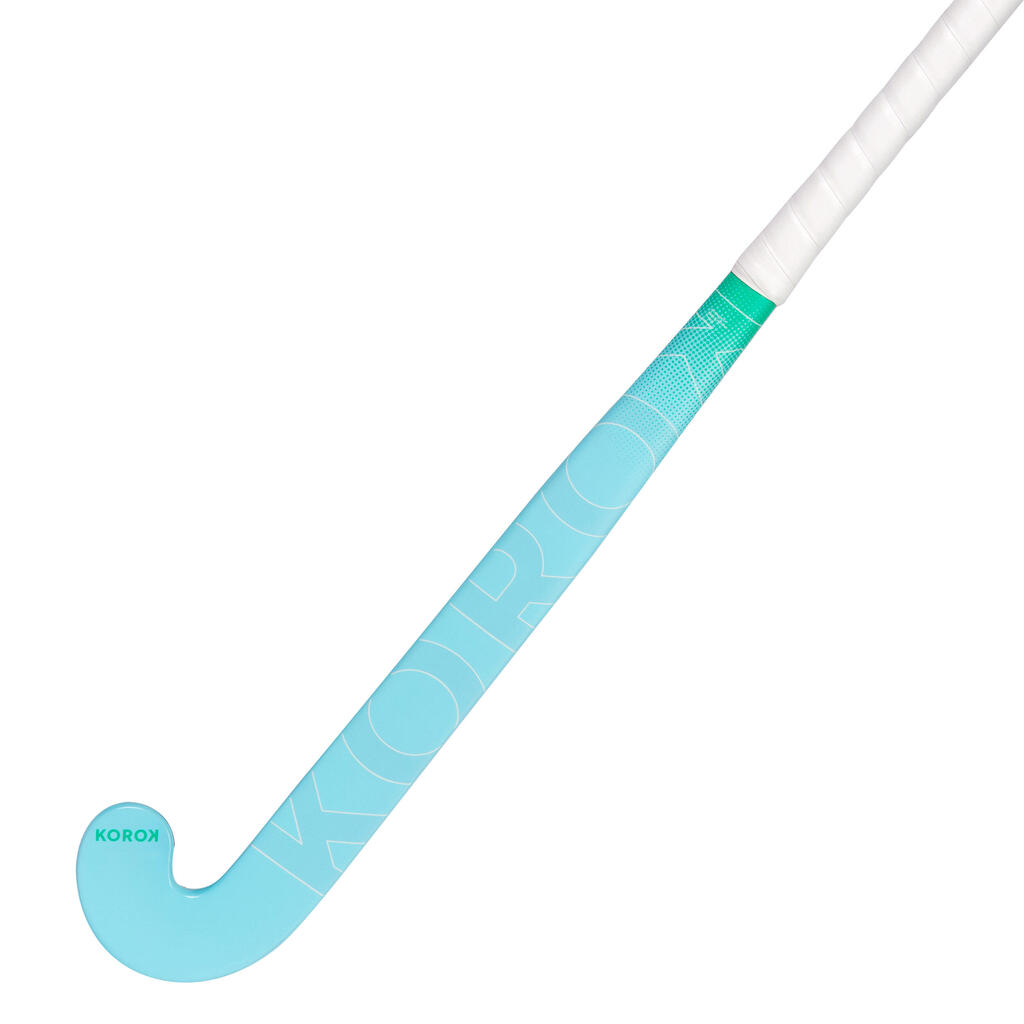 Kids' Fibreglass Mid Bow Field Hockey Stick FH500 - Turquoise/Green