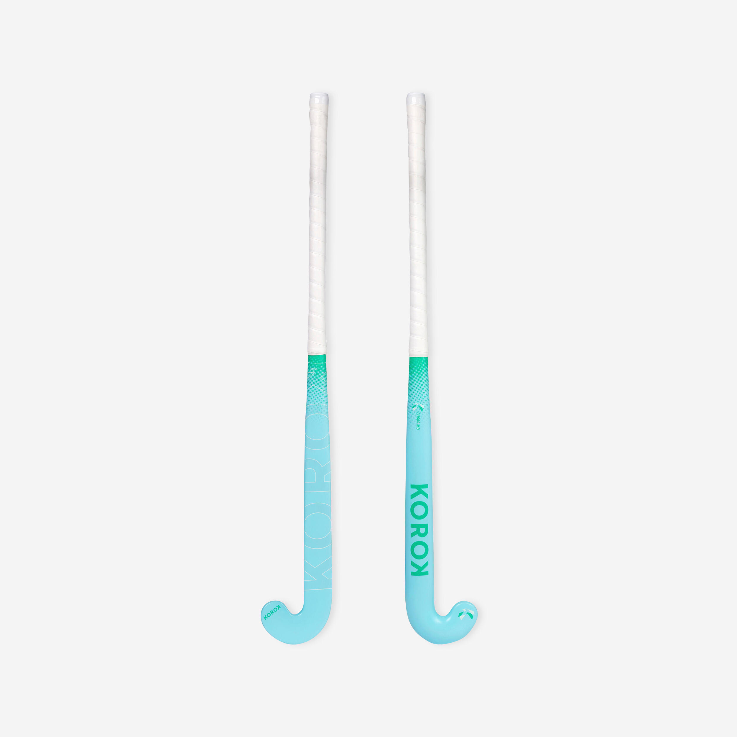 Kids' Fibreglass Mid Bow Field Hockey Stick FH500 - Turquoise/Green 7/10