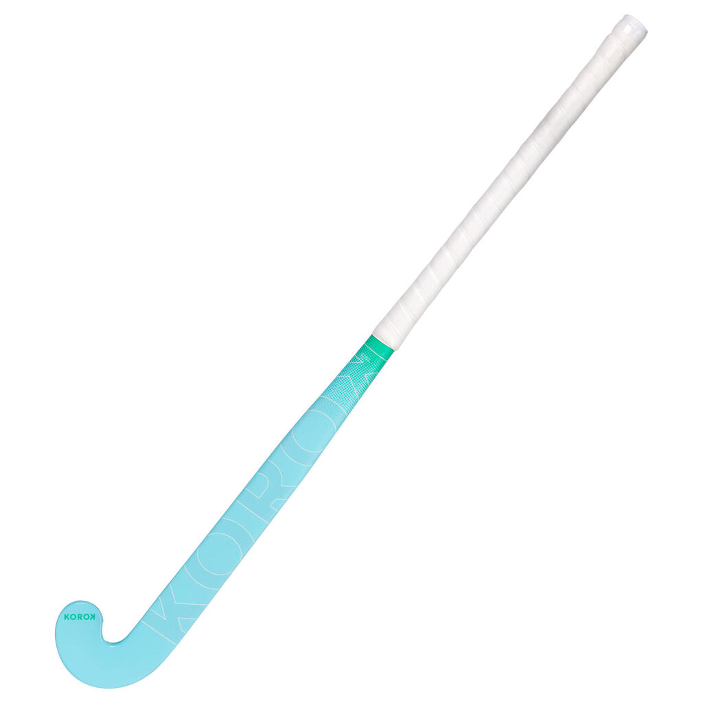 Kids' Fibreglass Mid Bow Field Hockey Stick FH500 - Turquoise/Green