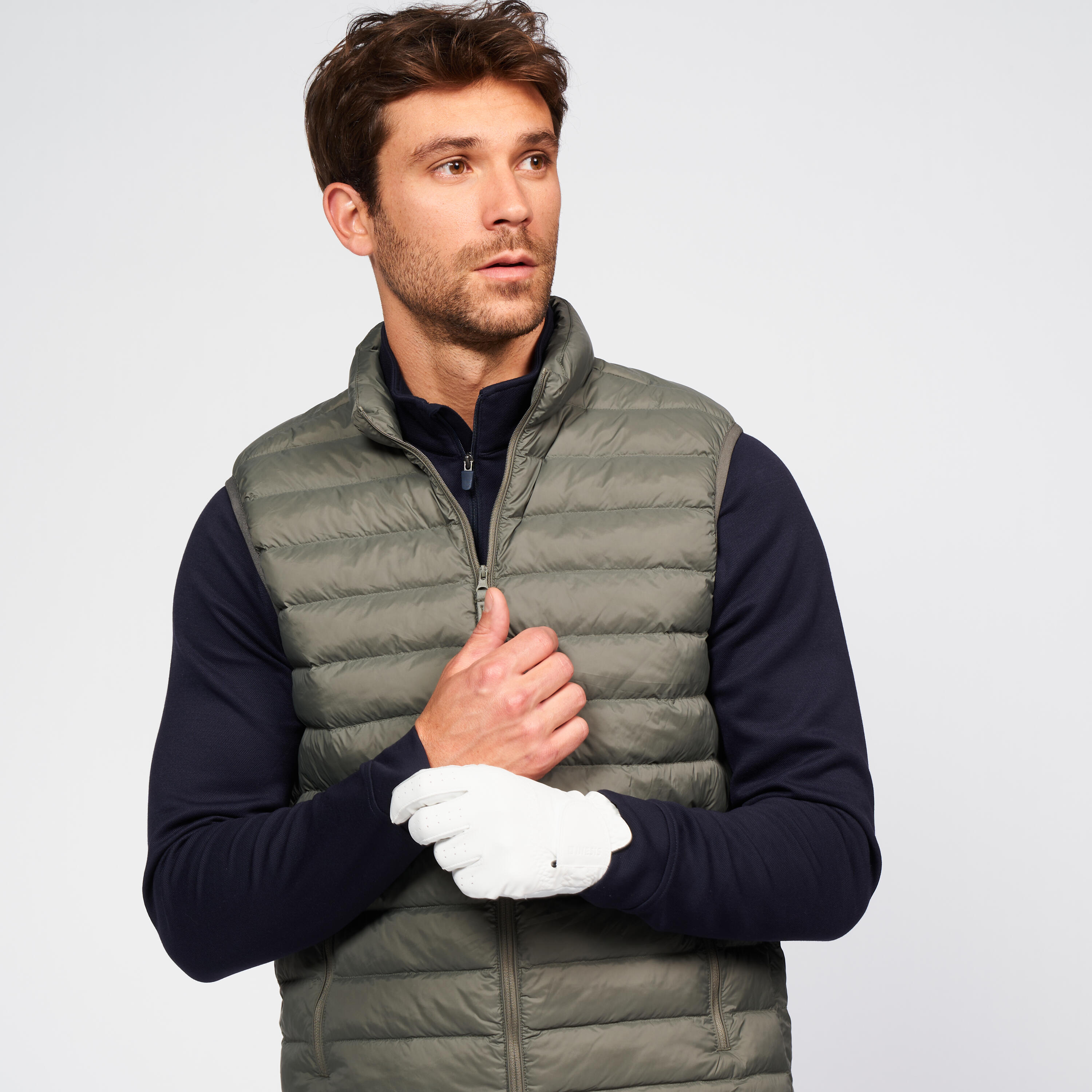 Men's golf sleeveless down jacket - MW500 khaki 2/8