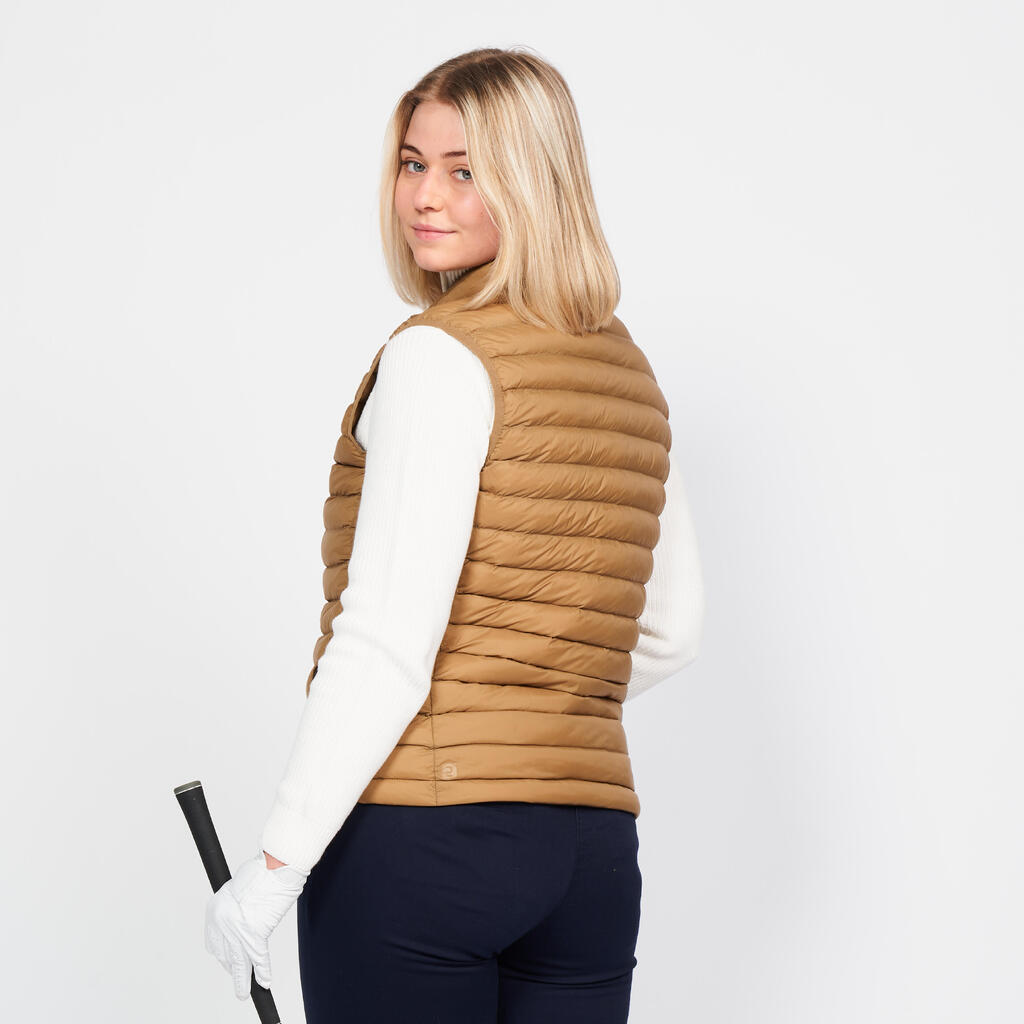 Women's Golf Sleeveless Down Jacket - MW500 Brown