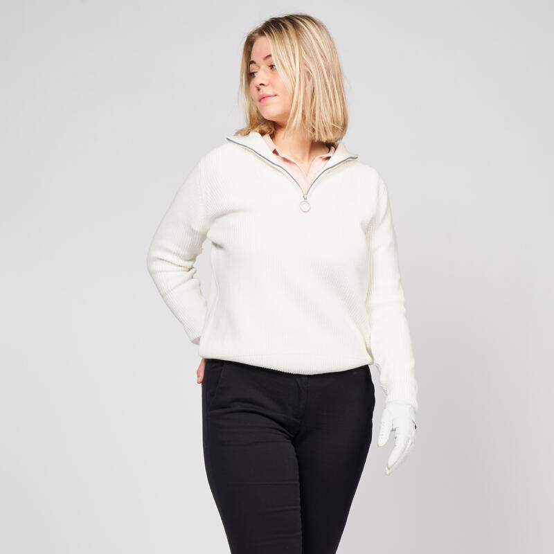 Pull golf 1/2 ZIP Femme - MW500 écru