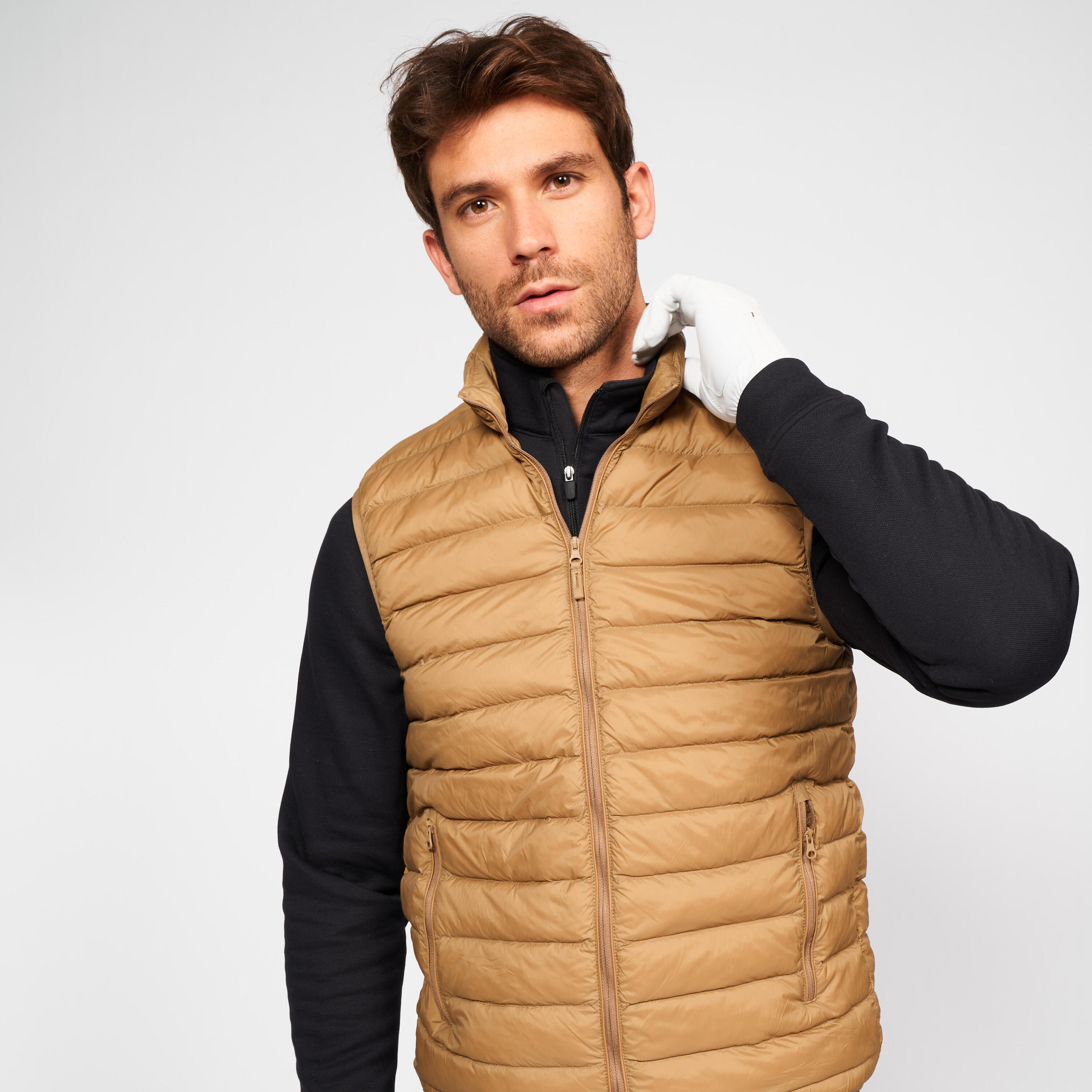 Men's golf sleeveless down jacket - MW500 brown 3/6