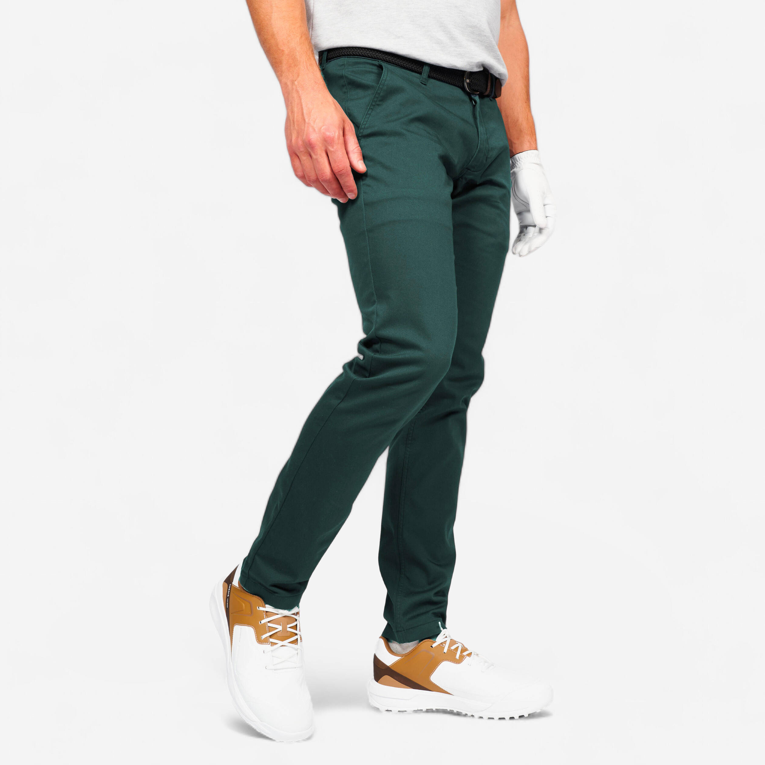 Men's golf cotton chino trousers - MW500 green