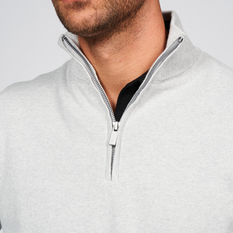 Herren Golfpullover winddicht Kurzreissverschluss - MW500 grau 