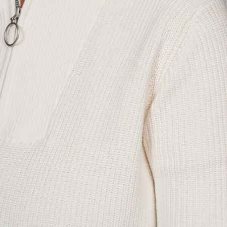 Women's golf half-zipped pullover - MW500 ecru