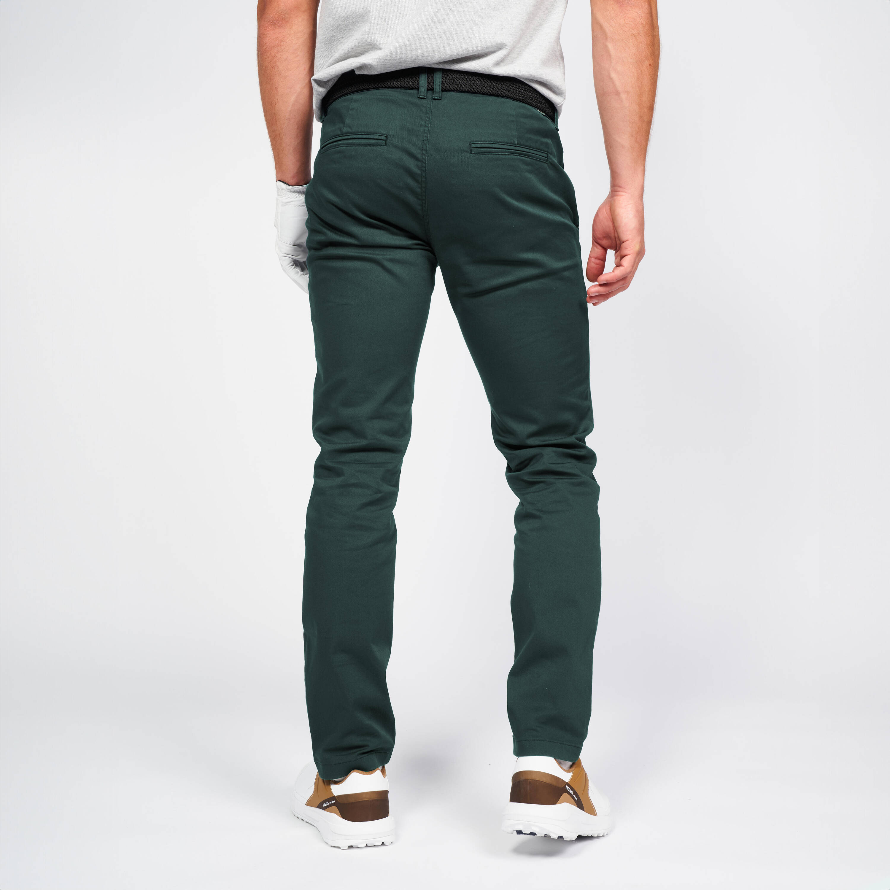 Men's golf cotton chino trousers - MW500 green -  2