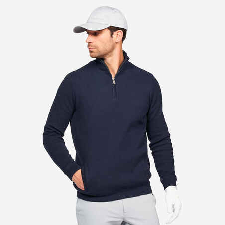 Temno moder moški pulover za golf MW500 