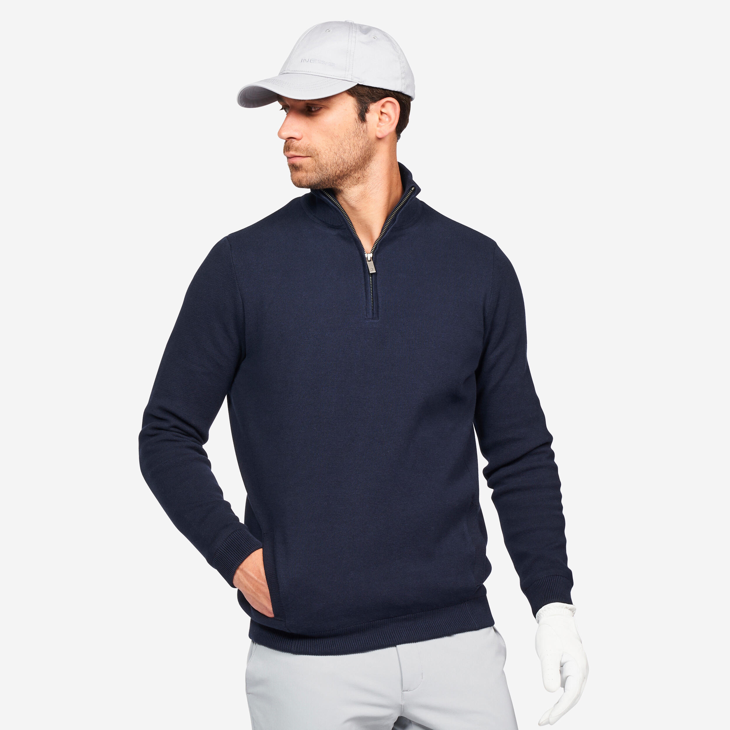 pull golf 1/2 zip coupe-vent homme - mw500 marine - inesis
