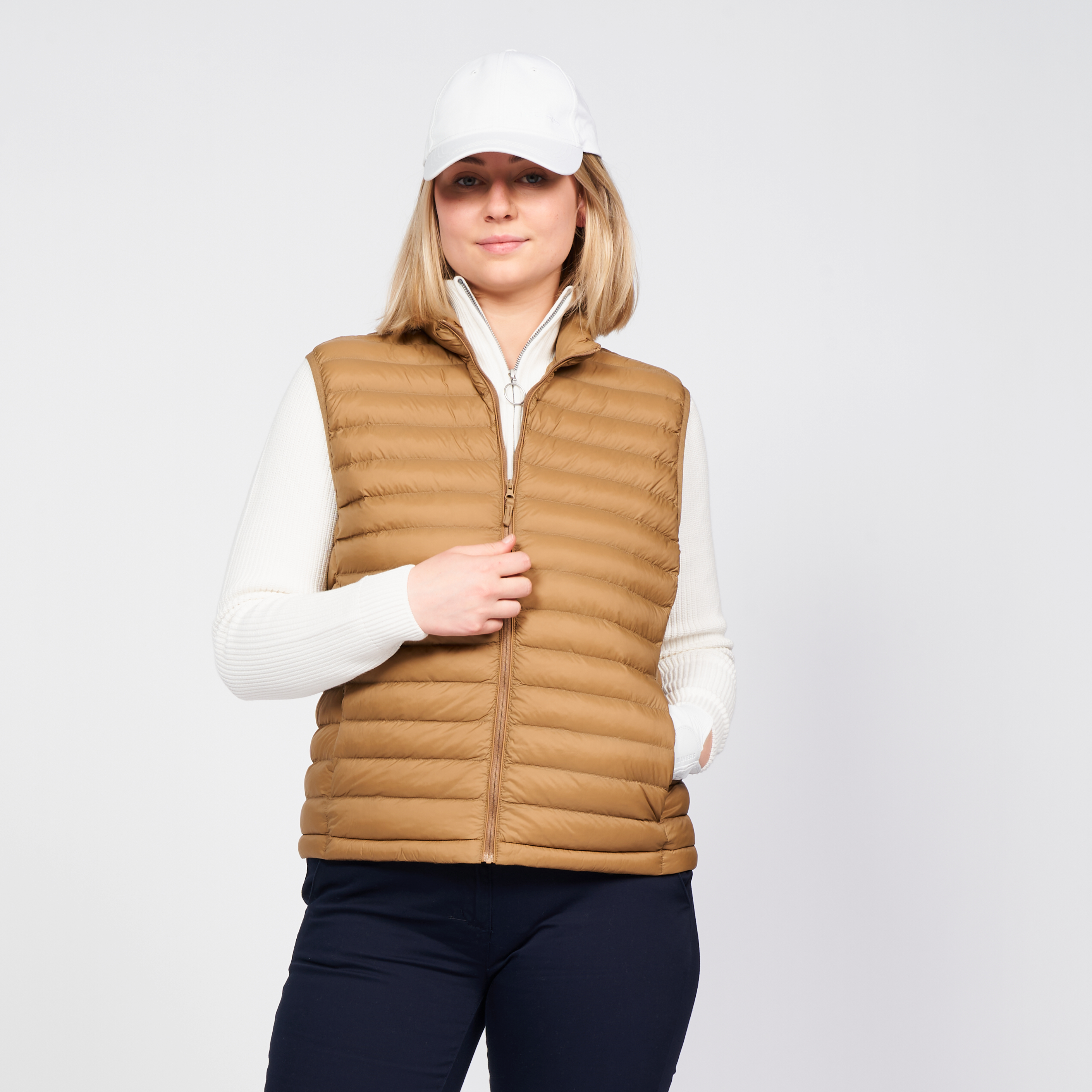 Doudoune golf sans manches Femme - MW500 marron