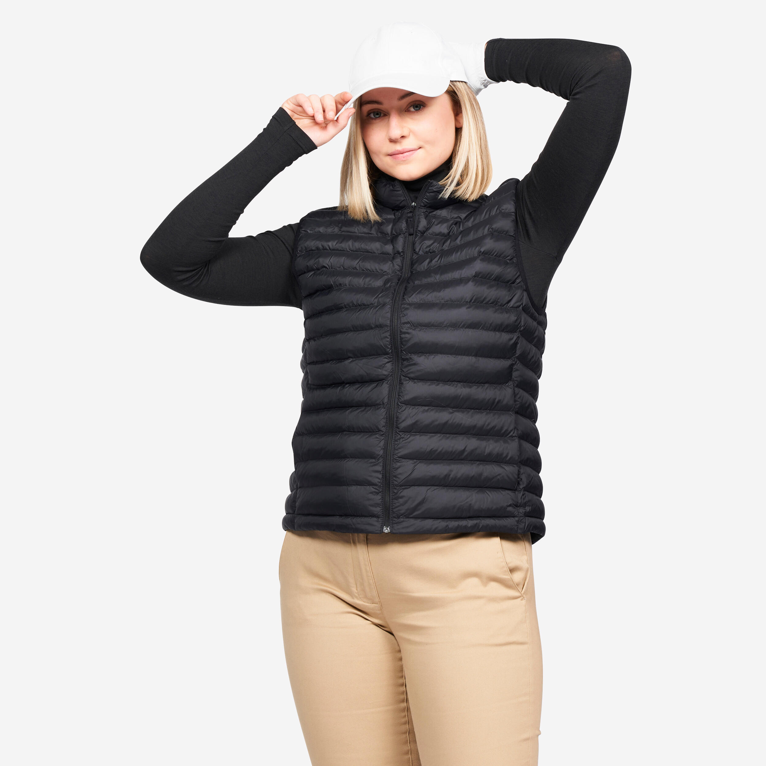 WOMEN'S GOLF SLEEVELESS DOWN JACKET - MW500 Black 1/4