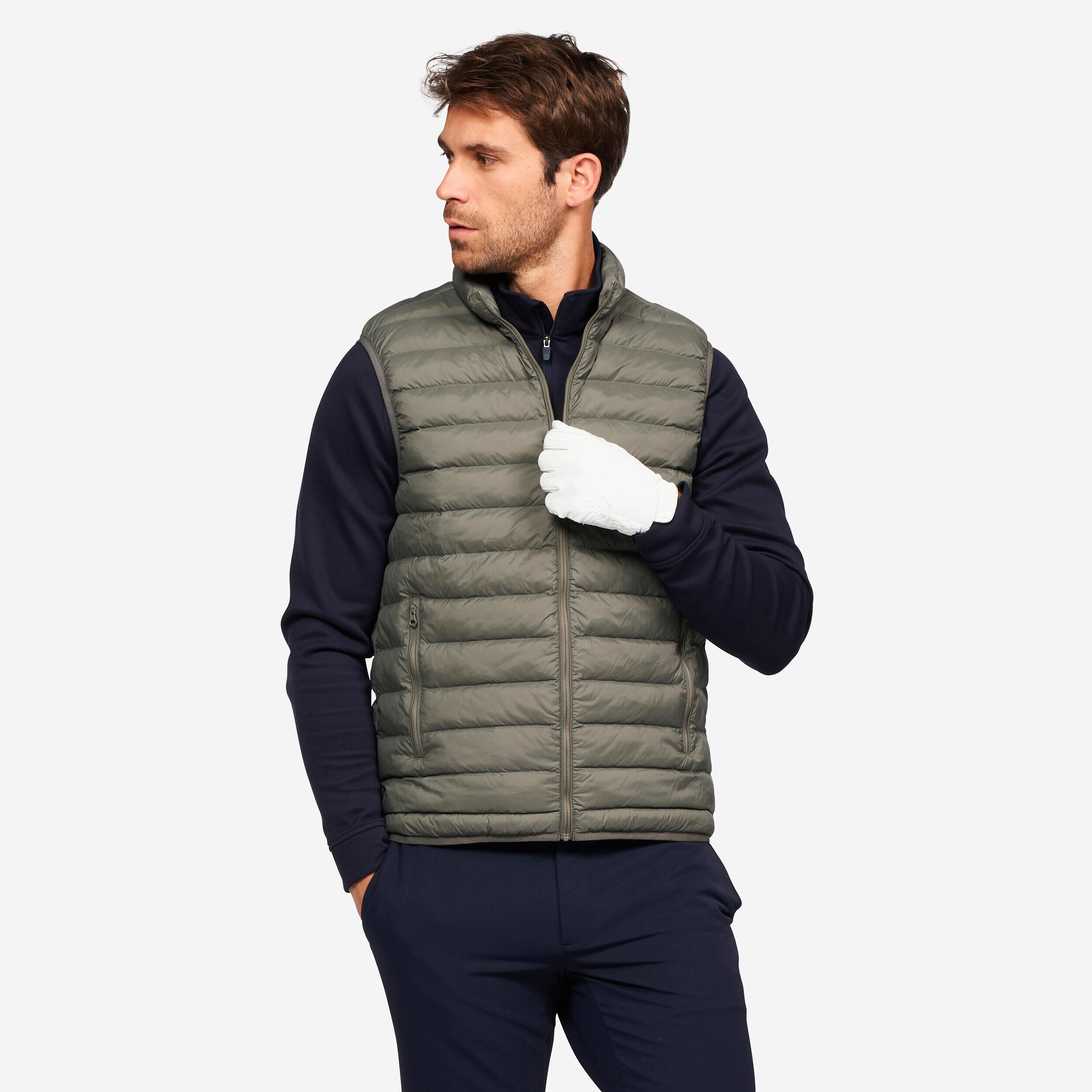 INESIS Men's golf sleeveless down jacket - MW500 khaki