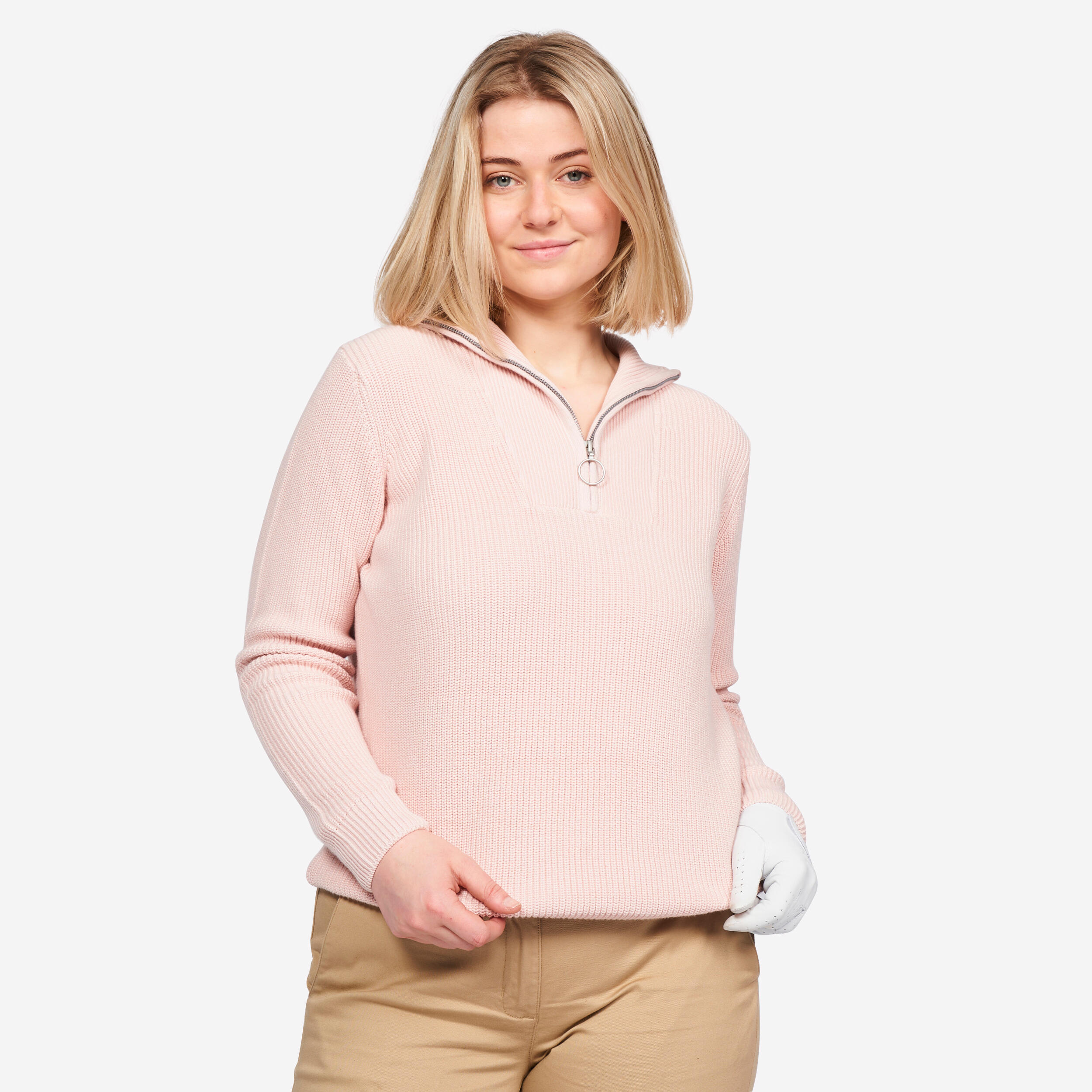 Women's 1/2 zip golf pullover - MW500 pink 1/5