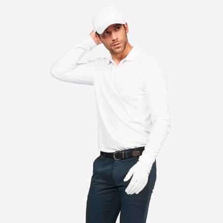 Men's golf long-sleeved polo shirt - MW500 white