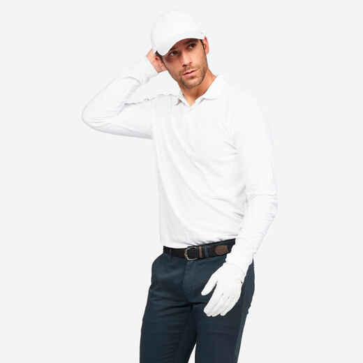 
      Vyriški ilgarankoviai golfo polo marškinėliai „MW500“, balti
  
