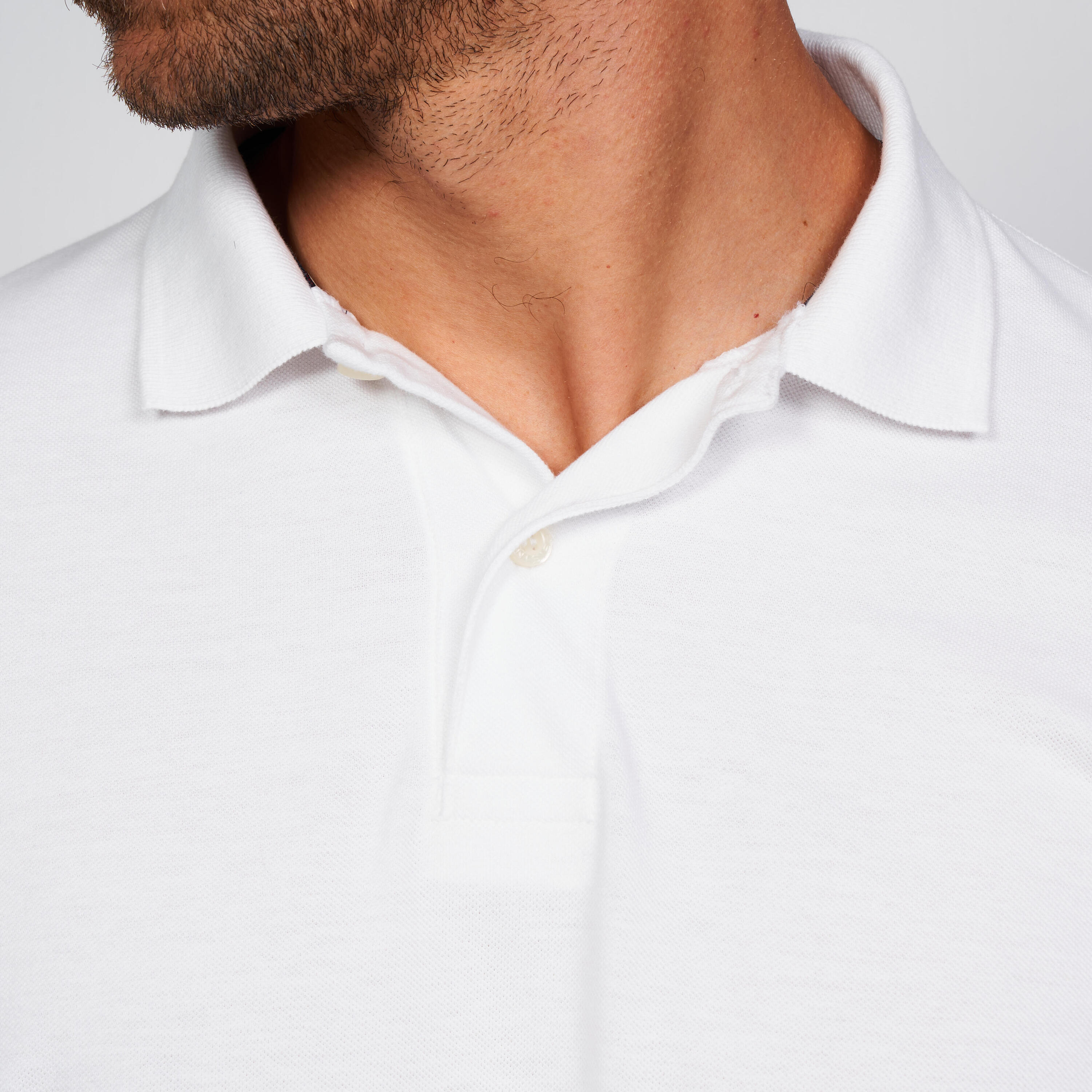 Men's golf long-sleeved polo shirt - MW500 white 3/5