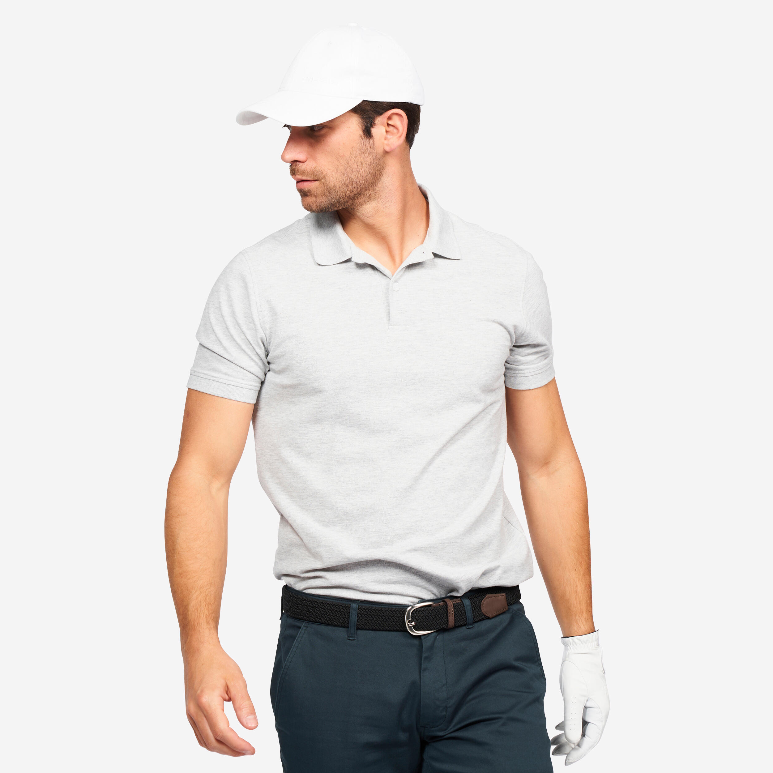 Polo golf uomo MW 500 grigio chiaro 7/10