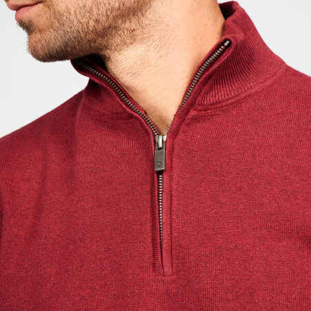 Men's golf pullover 1/2 zip - mw500 burgundy