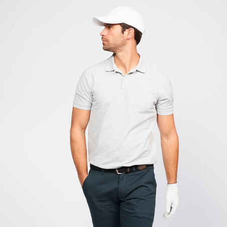 Men’s golf cotton short-sleeved polo shirt - MW500 Light grey