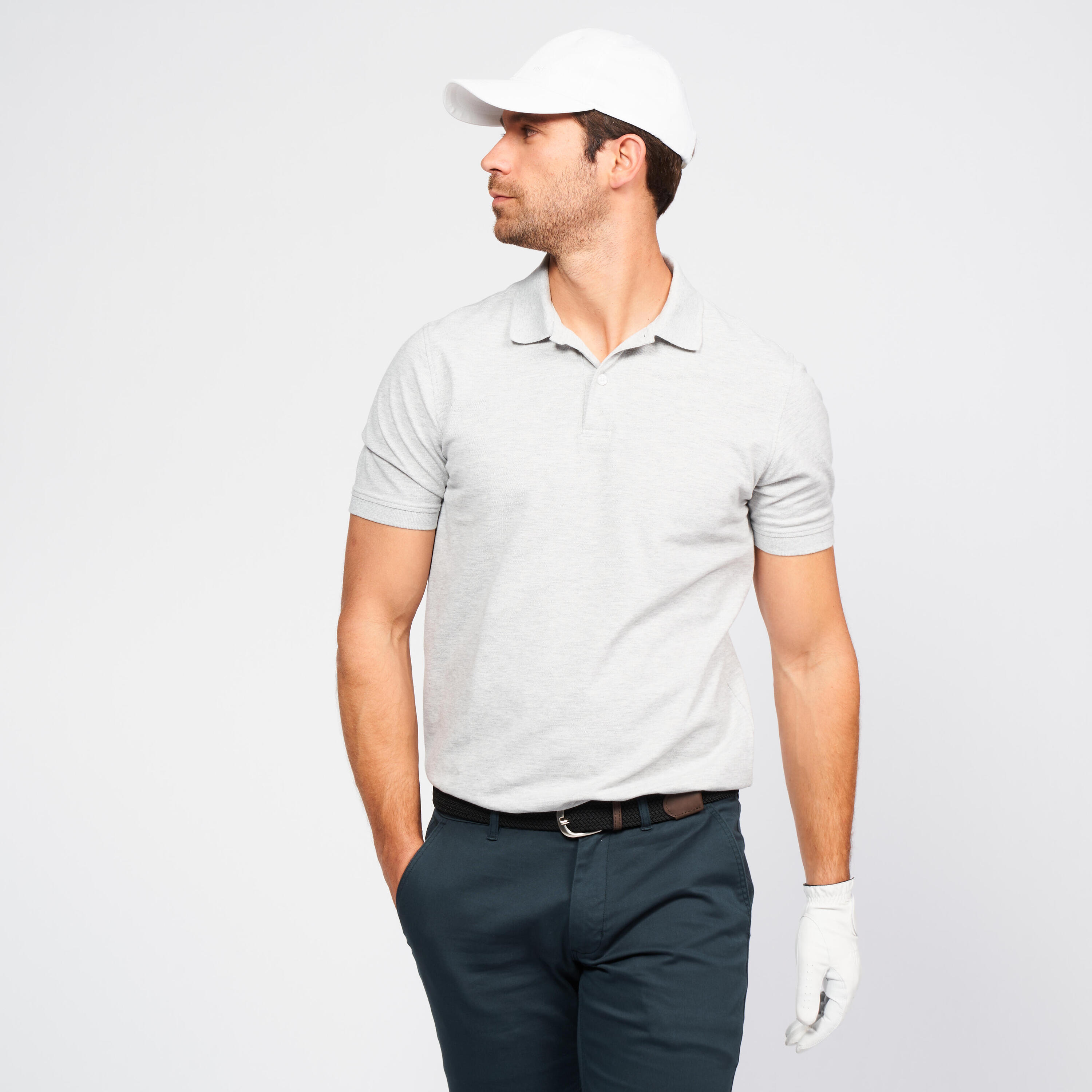 Polo golf uomo MW 500 grigio chiaro 10/10