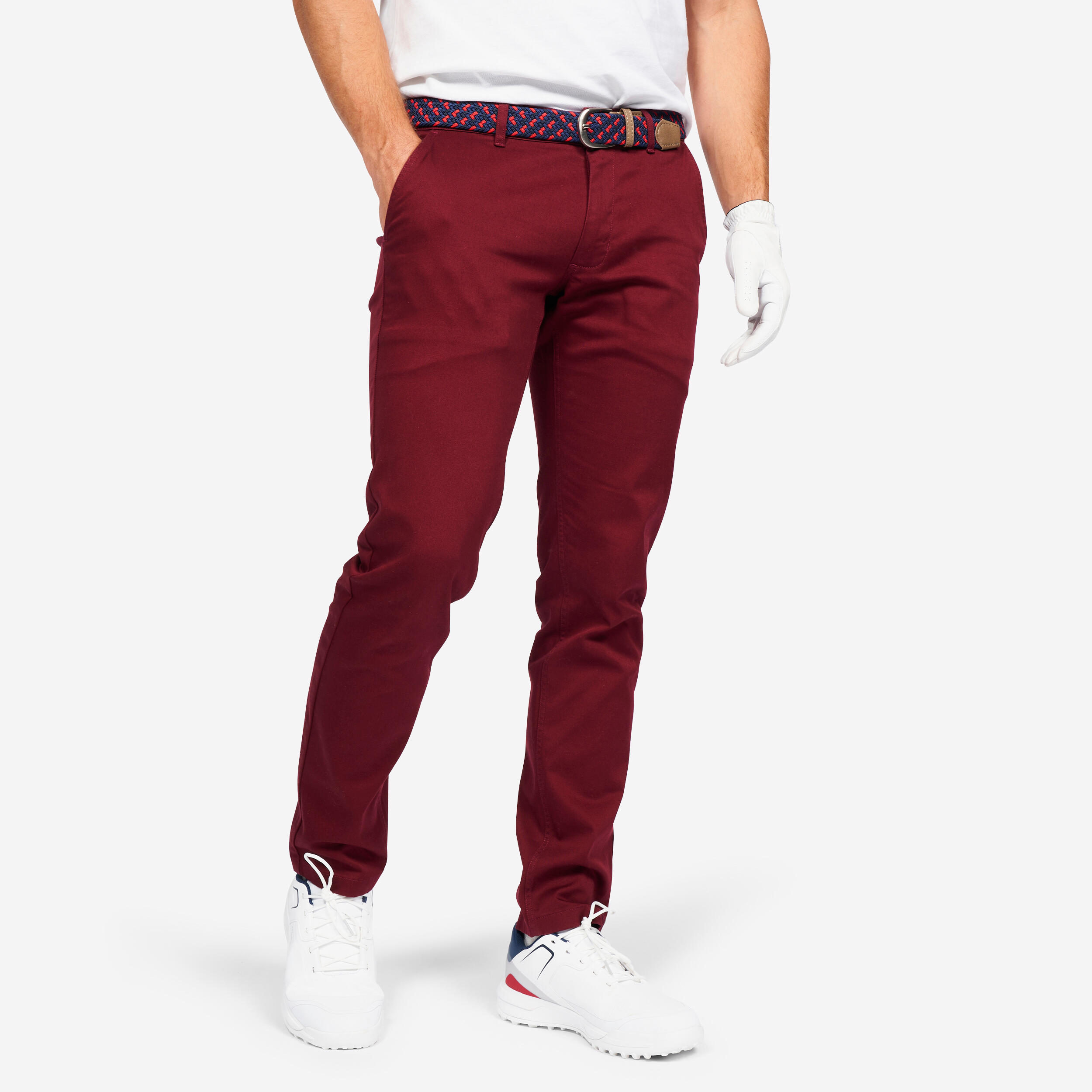 Men's golf trousers - MW500 dark red 1/4