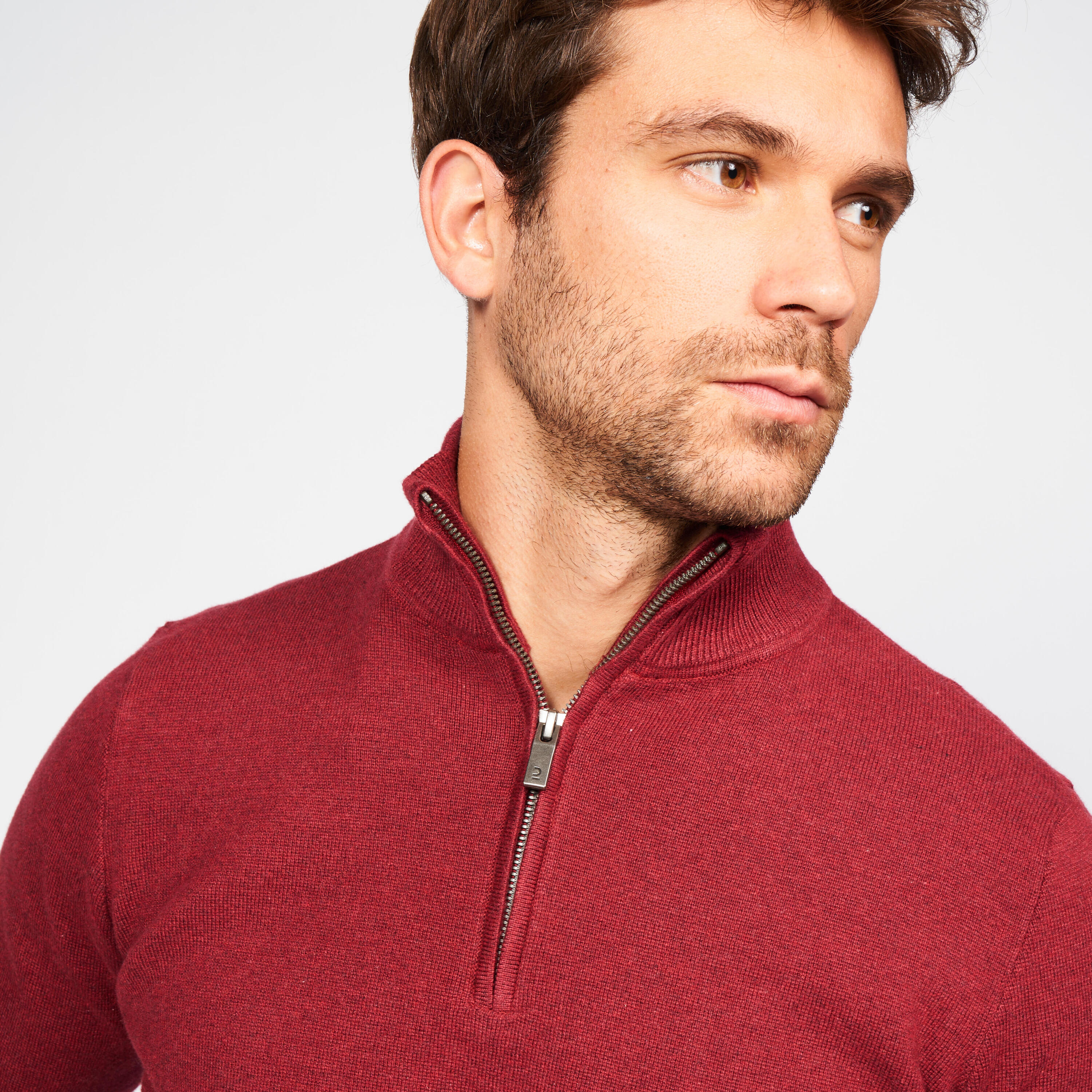 Men's golf pullover 1/2 zip - mw500 burgundy 4/4