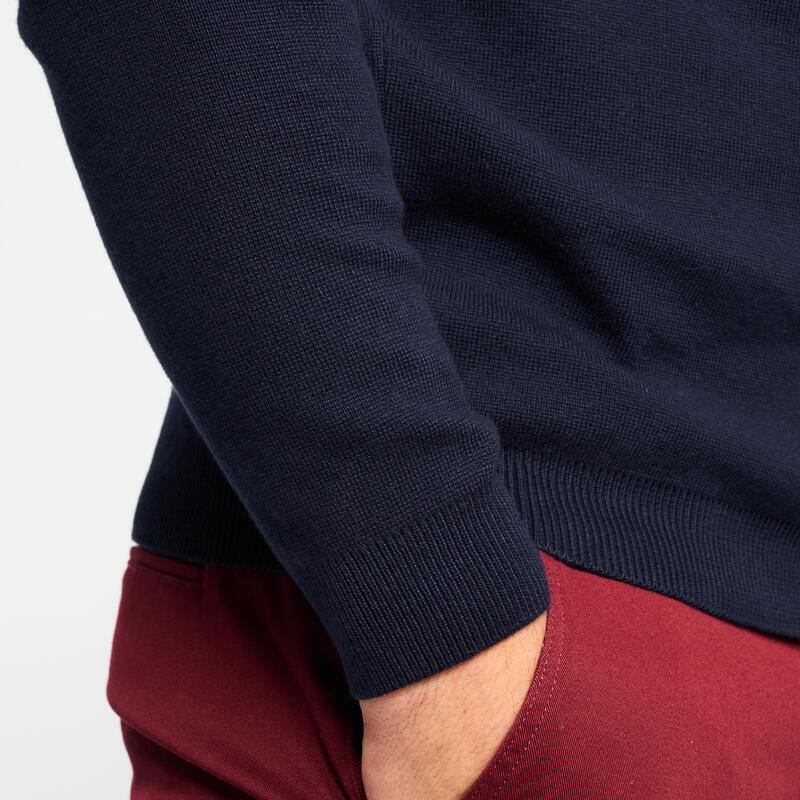 Pull de golf col montant zippé Homme, MW500 marine