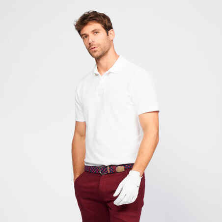 Men's golf cotton short-sleeved polo shirt - MW500 White