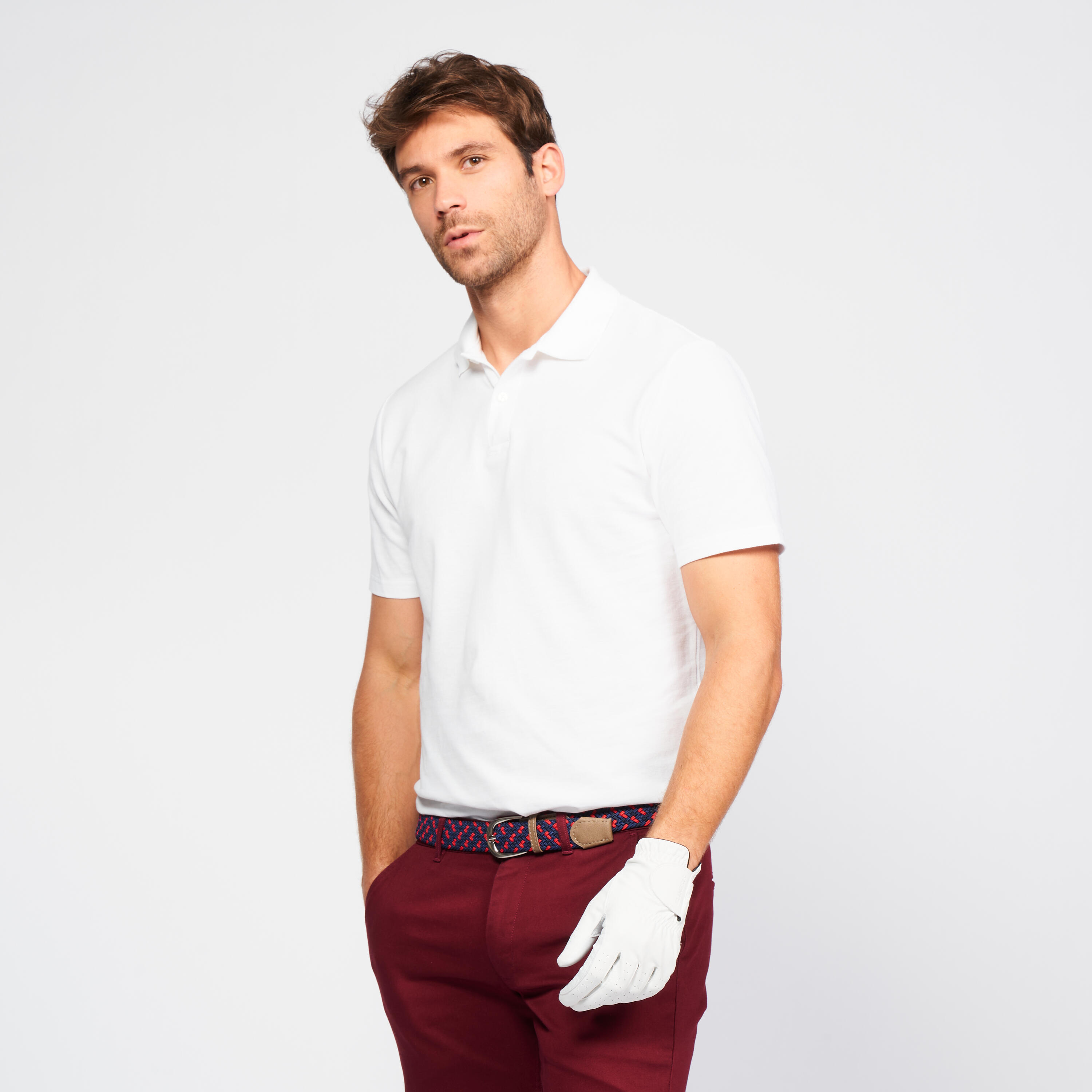 Polo golf uomo MW 500 bianca 66/66