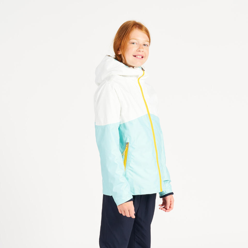 PARKA NÁUTICA SAILING 100 NIÑOS BLANCO MENTA IMPERMEABLE