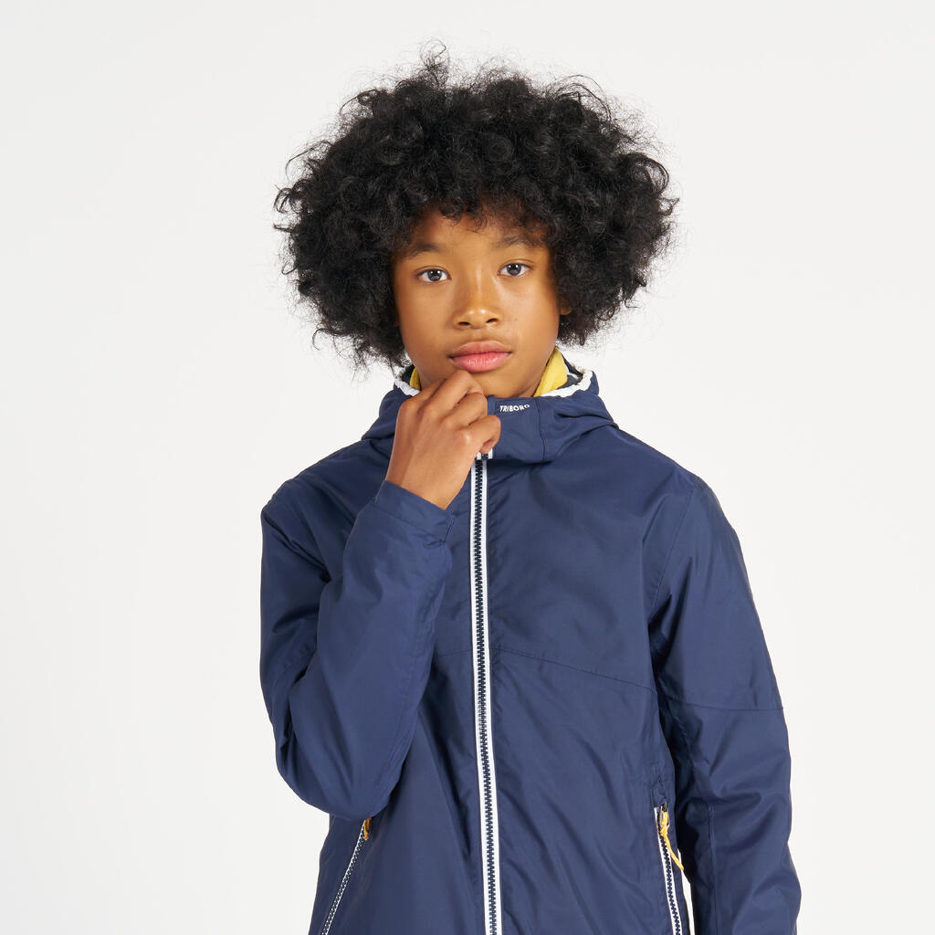 PARKA NÁUTICA SAILING 100 NIÑOS BLANCO MENTA IMPERMEABLE